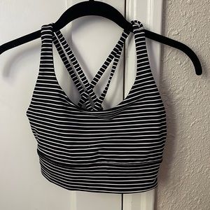 lululemon athletica Black and White Striped Energy Sports Bra